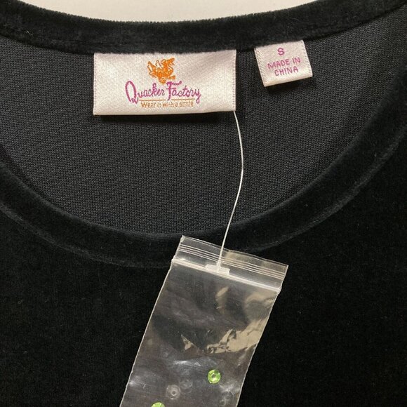 Quacker Factory Winter Wonderland Small Black Velour Tunic Sequin Snowflakes New - Picture 2 of 9